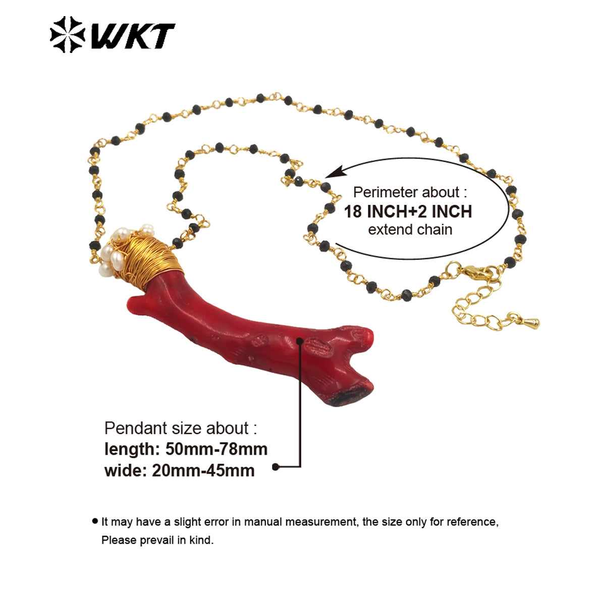 WT-JN236 Wholesale Red Coral Design Men Fashion Design 18k Chain Gold Plated Exquisite High Quality Scallop Necklace