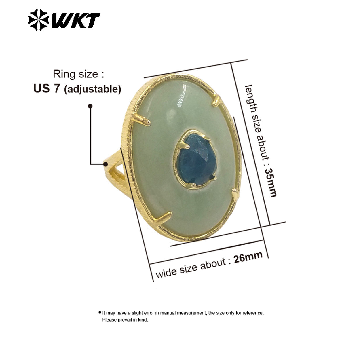 WT-R587 Unique High Quality 18K Gold Plated Colorful Zircon And Big Natural Gemstones Rings For Chic Dance Party Wearing