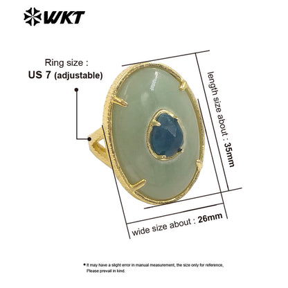WT-R587 Unique High Quality 18K Gold Plated Colorful Zircon And Big Natural Gemstones Rings For Chic Dance Party Wearing