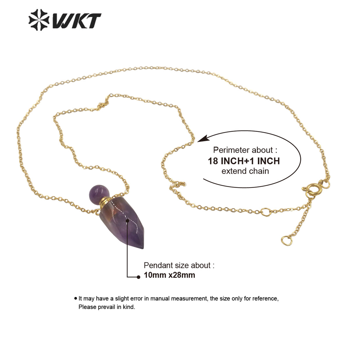 WT-N1372 Perfume Bottle Pendant Color Stone Necklace Temperament Texture Women Gifts Jewelry Necklace Natural Stone Necklace