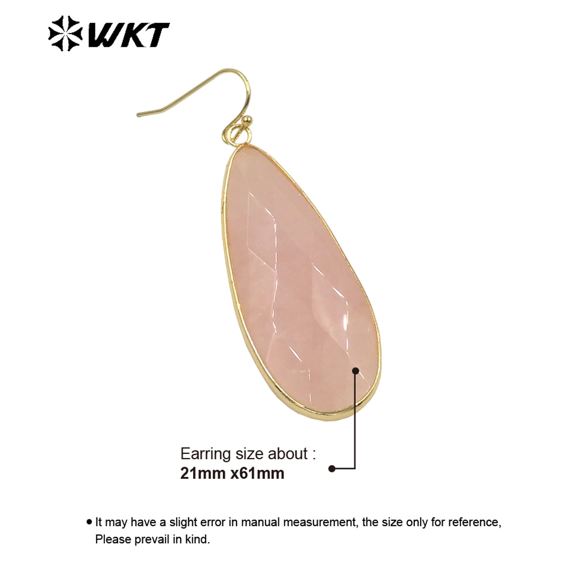 WT-E662 Natural Quartz Pink Crystal Elegant Versatile Earrings Classic Charming Earrings Women Quartz Earrings
