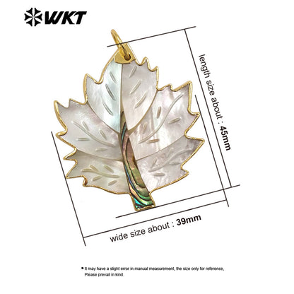 WT-JP450 Fashionable Gold Plated Natural White Shell Romantic Maple Leaves Shape Pendant For Jewelry Handmade Accessories