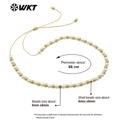 WT-JFN20 Wholesale Fashion Gold Plated Hand Strand Elegant Adjustable Chain Connect Pearl Beads Necklace