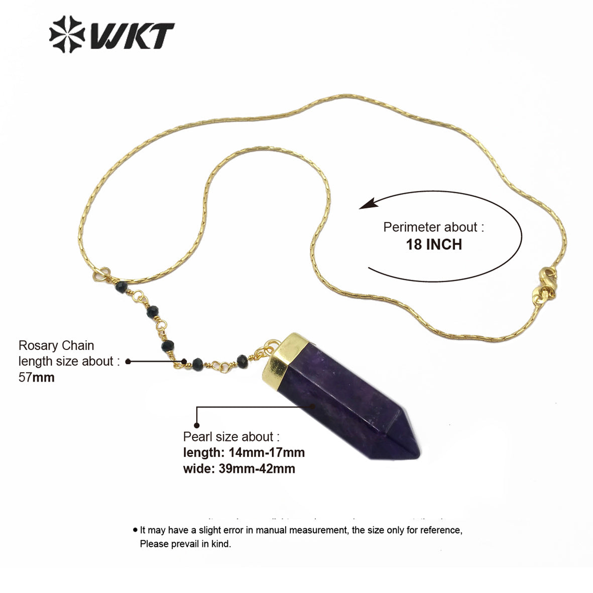 WT-N1180 Newest Natural Rose Quartz Pendant Necklace With Color Beads Chain Fluorite Necklace Fashion Natural Amethyst Necklace