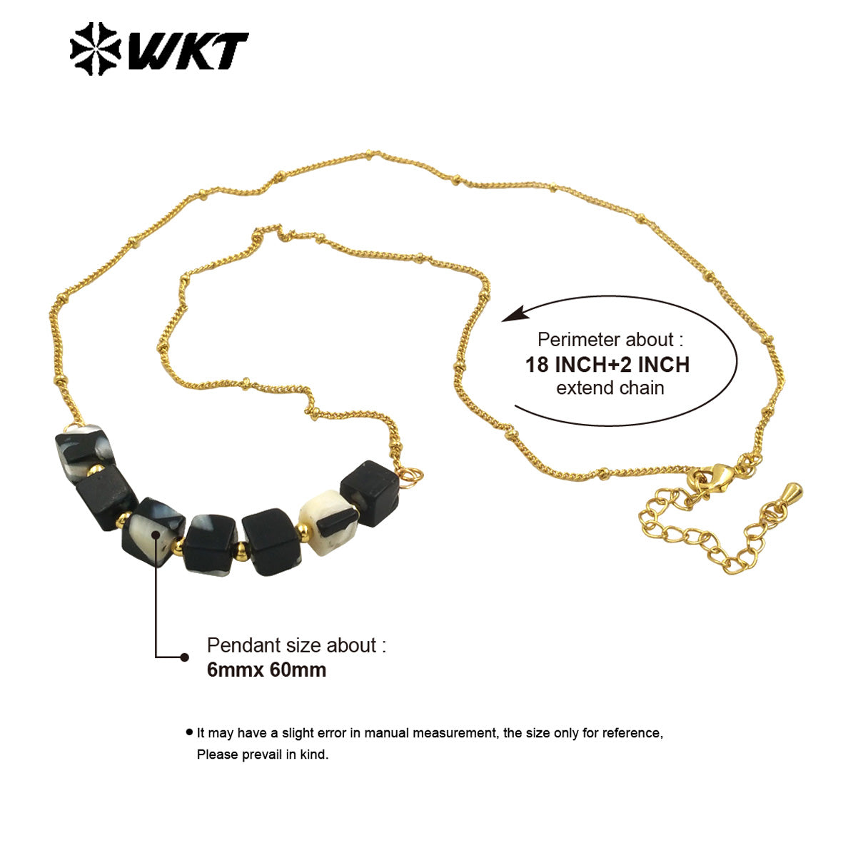 WT-N1469 Wholesale Fashion Elegant Handmade Square Natural Space Shell Beads Necklace Boho Women Style
