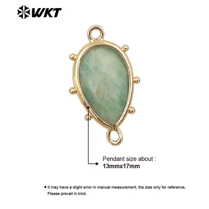 WT-C329 WKT Spring Series Candy Color Lovely Small Teardrop Natural Sun Stone Bracelet Connectors for DIY Jewelry Making