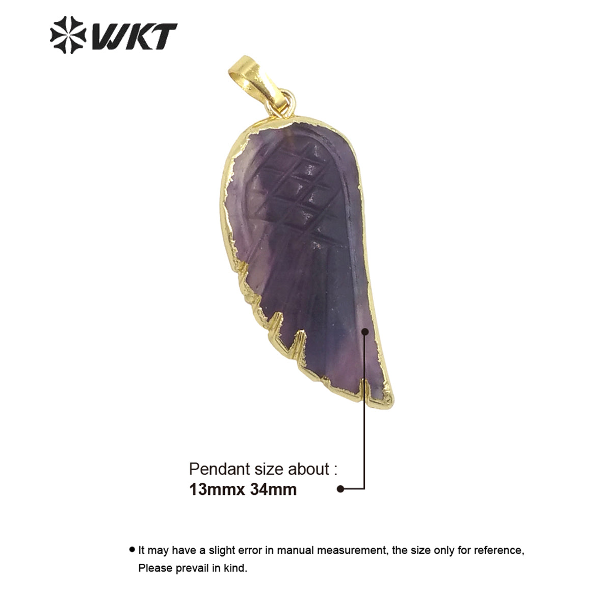 WT-P1936 Wholesale Hot Sale Fashion Design Natural Rainbow Fluorite & Labradorite Wing Shaped Pendant