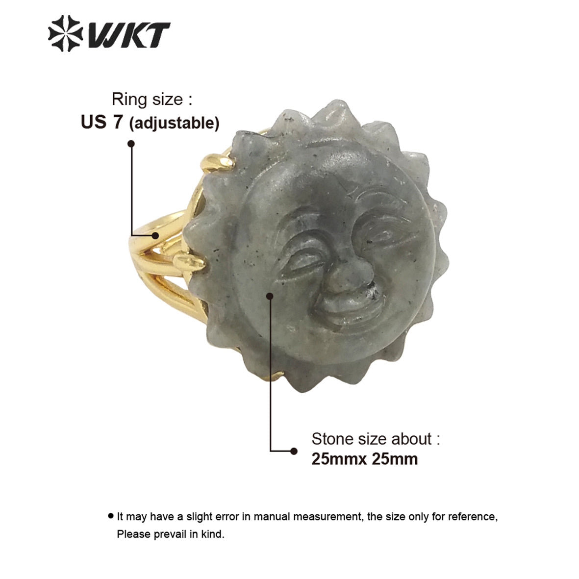 WT-R489 WKT Fashion Design Trendy Gift for Women Sun Design Colorful High Quality Gorgeous Natural Gemstone Stone Ring