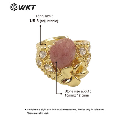WT-R485 WKT Fashion Design Trendy Gift for Women Colorful High Quality Gorgeous Natural Gemstone and Zircon Stone Ring