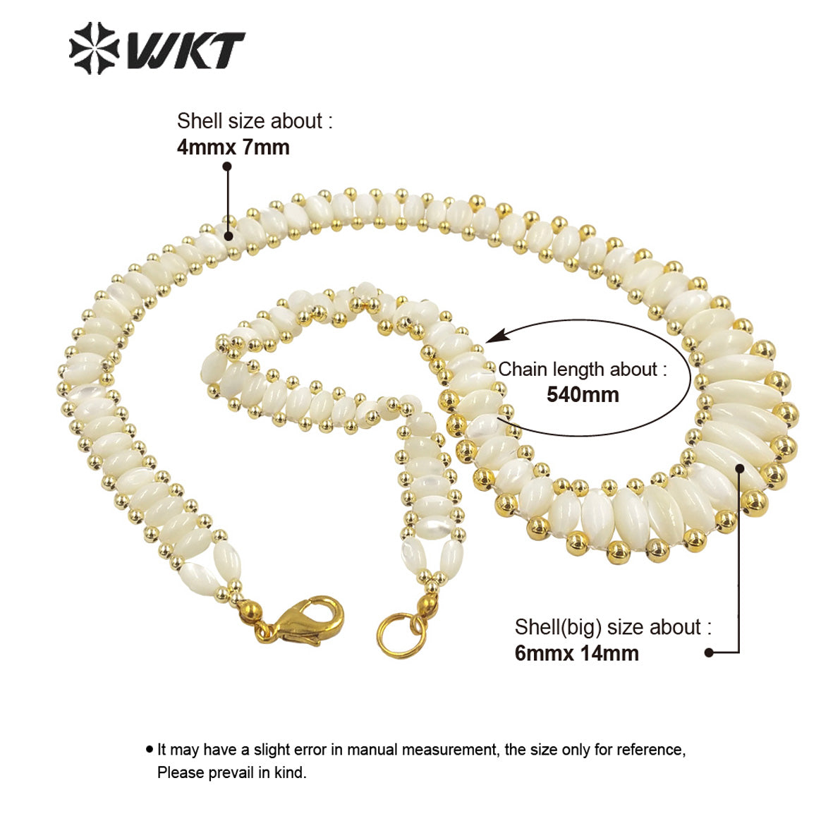 WT-JN223 Handmade Bohemian Natural White Shell Necklace 21 Inch Long Purity Strand Beads Wedding Summer Necklace