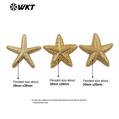WT-P2081 High Quality 18K Gold Plated On Brass Metal Starfish Shape Little Pendants For Women Handmade Earrings DIY Design