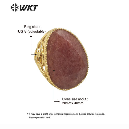 WT-R487 WKT Fashion Design Trendy Gift for Women Oval Shaped Colorful High Quality Gorgeous Natural Gemstone Stone Ring
