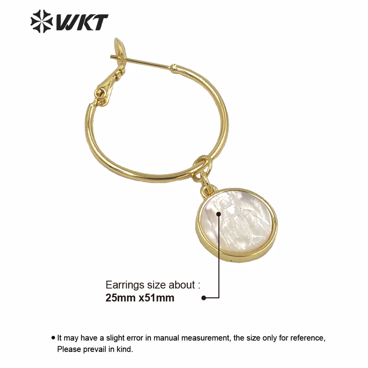 WT-MPE047 Amazing Fawshion Gold Religious Push Back Mary Pendant Earrings Women Big Round Clasp Earrings Virgin Shell Earrings