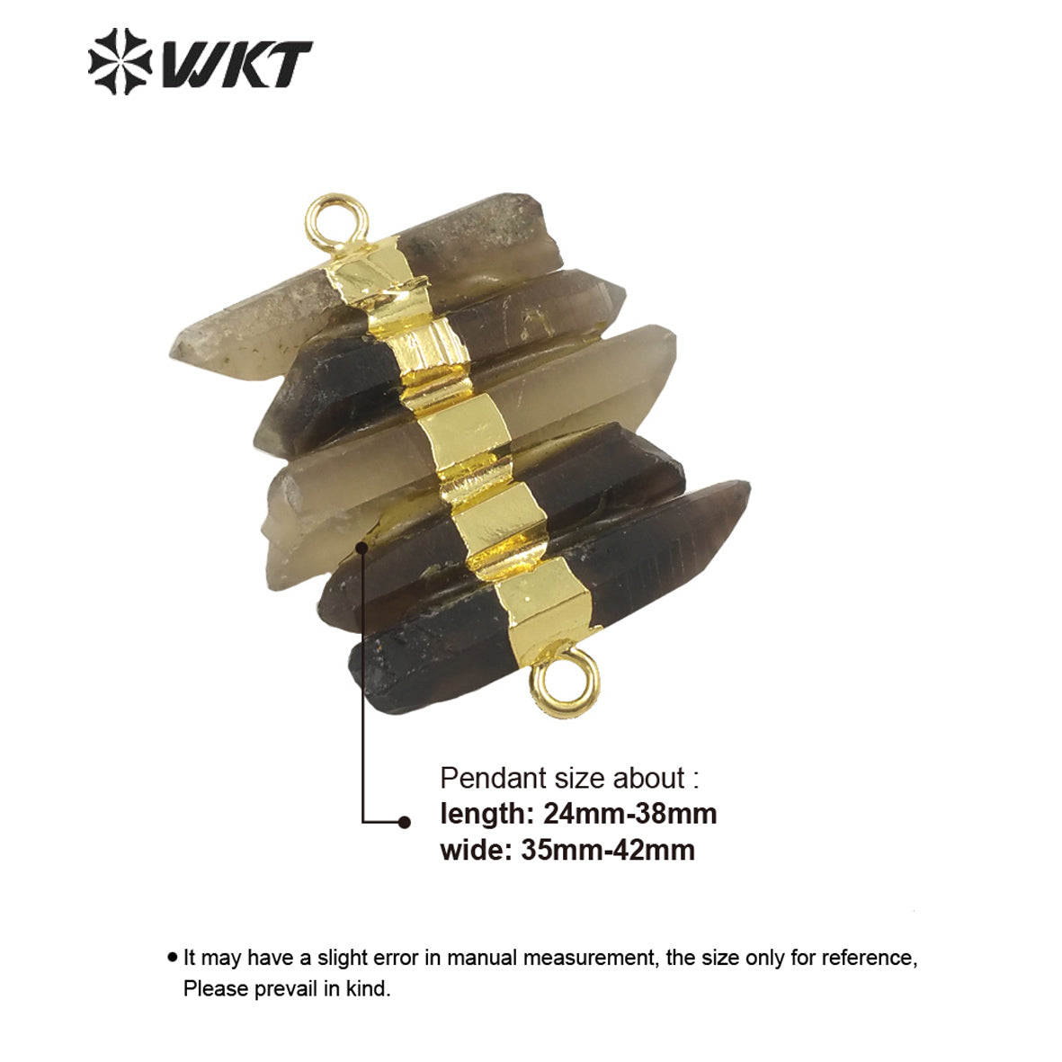 WT-P1690 Amazing Natural Raw Stone Smoky Quartz Connectors for Jewelry Necklace Bracelet Design Women Double Loops Stone Pendant