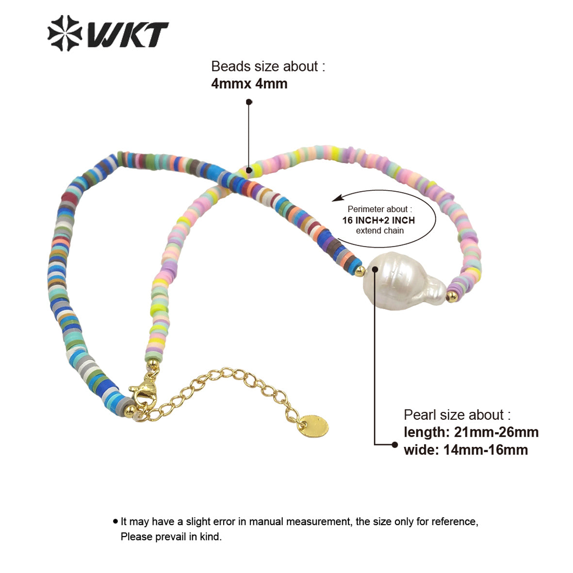WT-JN193 WKT New Design Boho Vintage Natural Freshwater Baroque Pearl Necklace Crazy Design 4mm Beads Strand Pendant Necklace