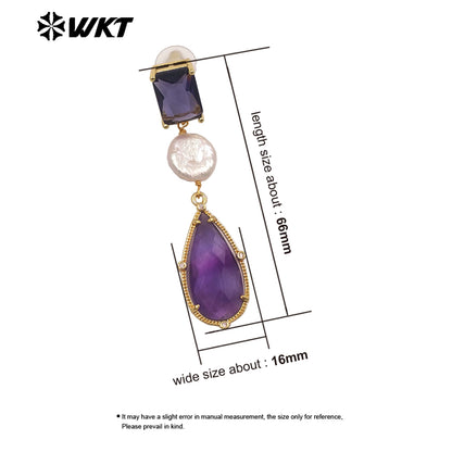 ME121 Wholesale Gold Plated Women Gemstones Earrings Jewelry Natural Amazonite Stone WaterBDrop Shape Romantic Ladies Gift