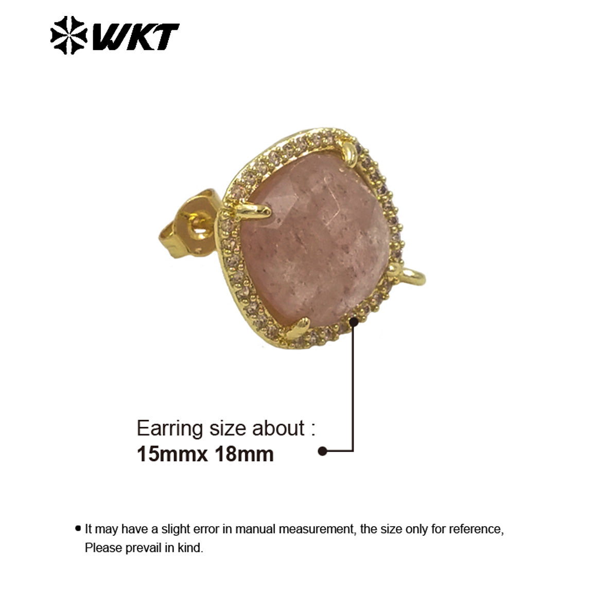JFE120 Women Popular Fashion Gold Plated 10MM Square Natural Gemstone Amazonite Earring Studs With Hoop for DIY