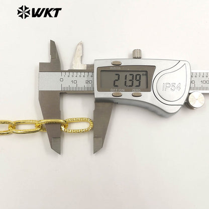 WT-BC273 Newest Design Yellow Brass Gold Electroplated Rectangle Carved Patterns Metal Thick Chains For Jewelry DIY Making