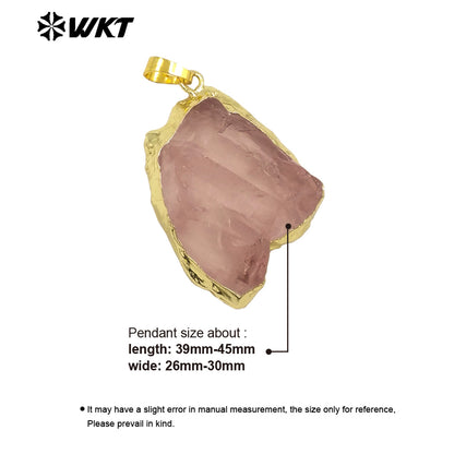 WT-P1988 Wholesale Fashion Randomly Shape Raw Chunky Rose Quartz Stone Pendants for Necklace Making Gemstone Jewelry