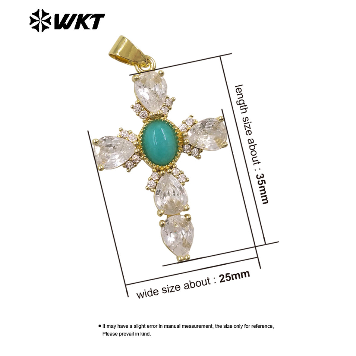 WT-MP320 New Arrival 18K Gold Plated Natural Stones And Zircon Cross Pendants For Lady Trendy Necklace DIY Accessories