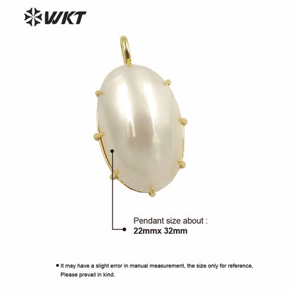 WT-JP350 WKT Classic Vintage Hot Selling Natural Mabe Shell Luxury Scallop Accessory ForNecklace Pendants