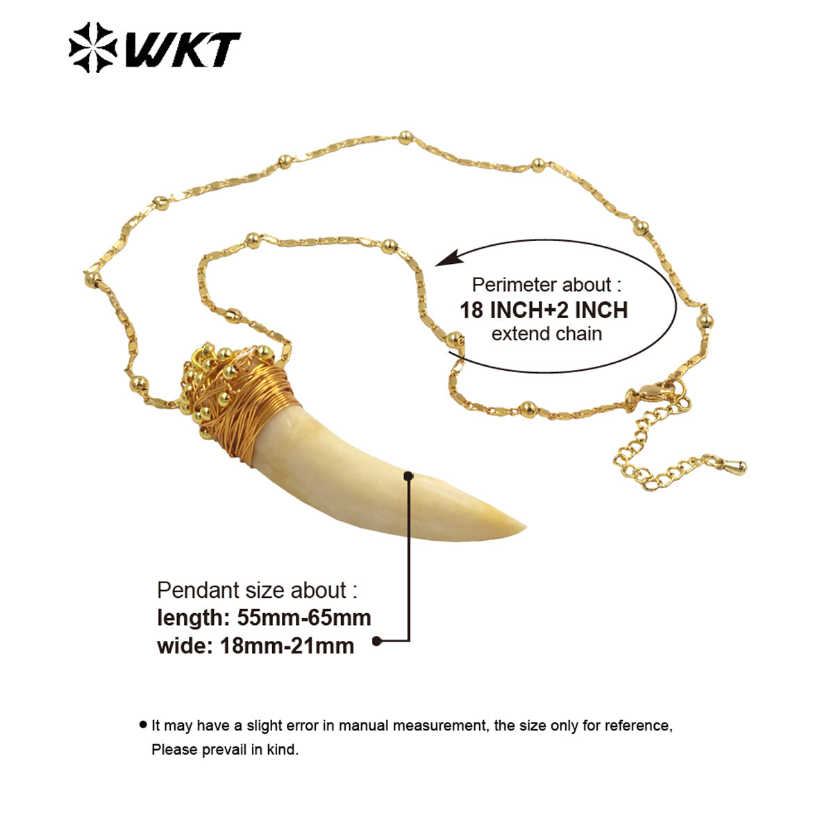 WT-JN237 Wholesale Shark Teeth Design Men Fashion Design 18k Chain Gold Plated Exquisite High Quality Scallop Necklace