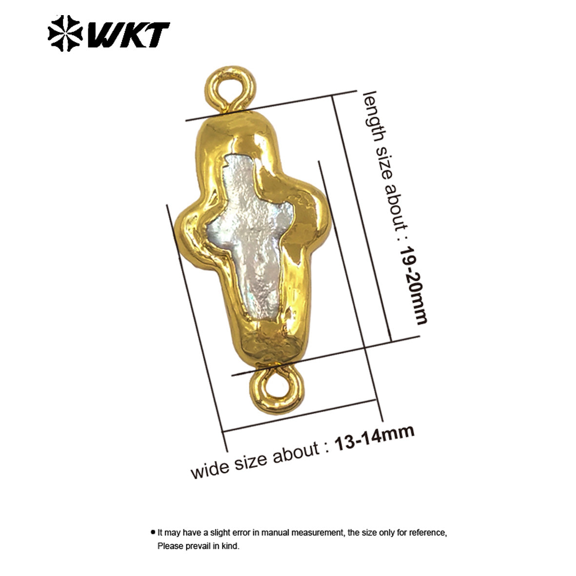WT-PC018 Newest Exquisite Gold Electroplated Natural Freshwater Pearl Cross Little Connector As Friends DIY Gift Findings