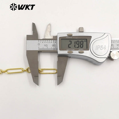 WT-BC276 Good Quality Yellow Brass Gold Electroplated Round And Rectangle Splicing Design Chain For Women Bracelets DIY