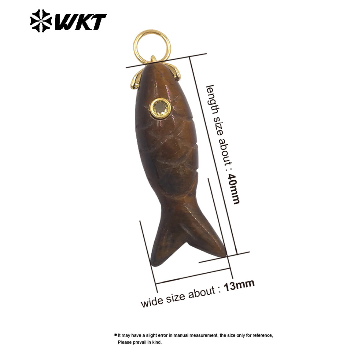 WT-P2069 Cute Design Zircon And Natural Gemstones Hand Carved Fish Shape Little Pendants For Lady Jewelry DIY Accessory