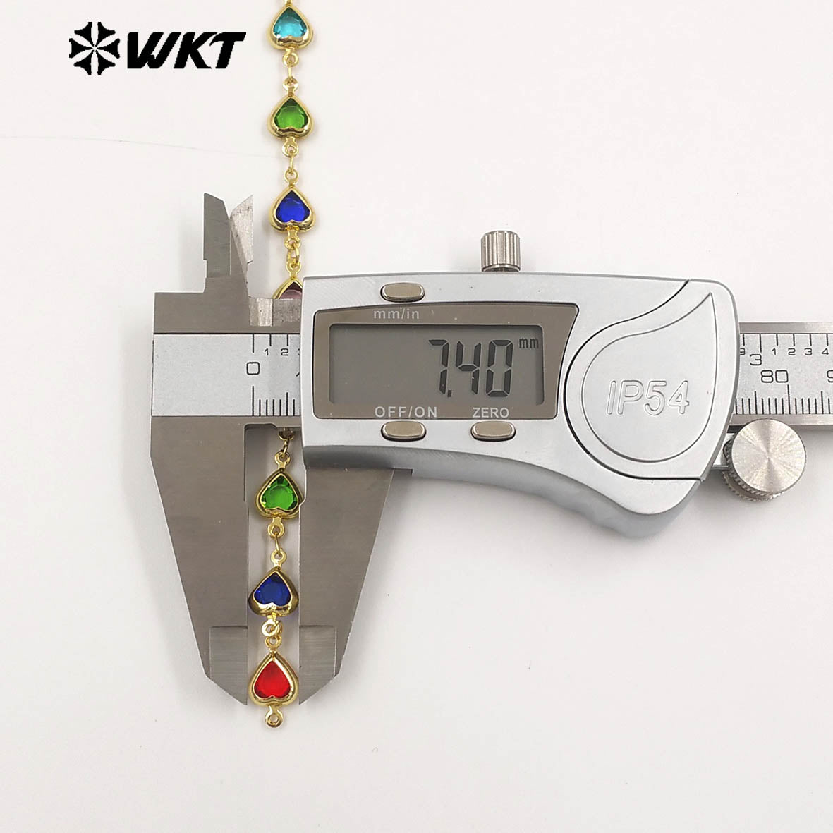 WT-BC280 Lovely Style Gold Plated Yellow Brass And Colorful Crystal Heart Shape Chain For Lady Party Bracelets DIY Design