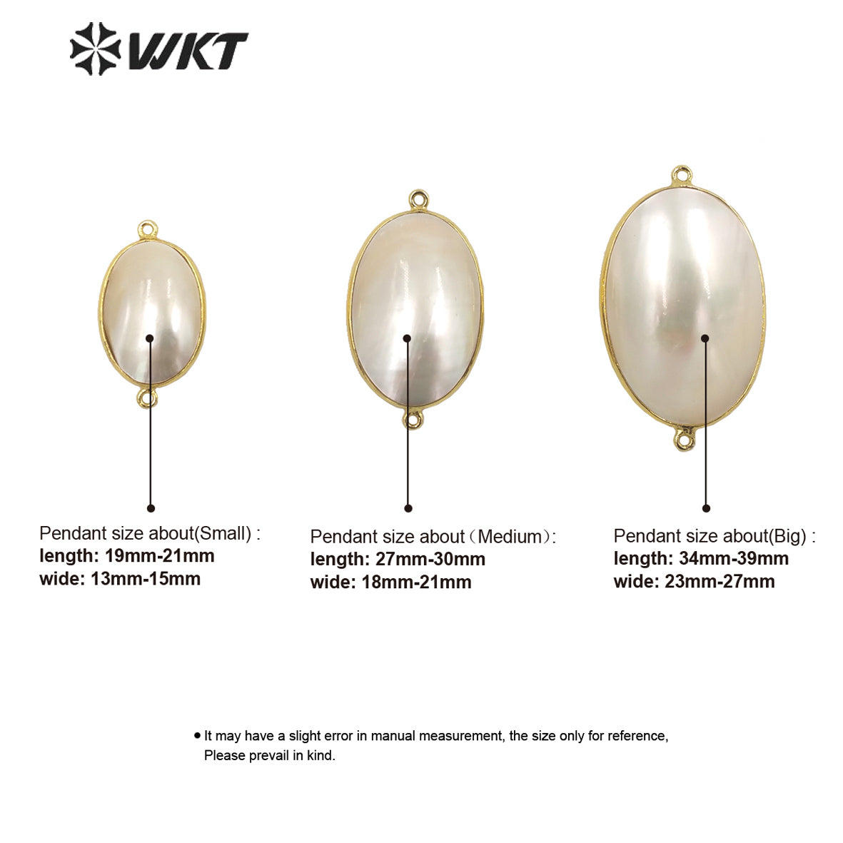 WT-JP339 Wholesale Fashion Double Loops Gold Bezel Shell Connectors Women Natural High Brightly Mabe Pendants for Necklace