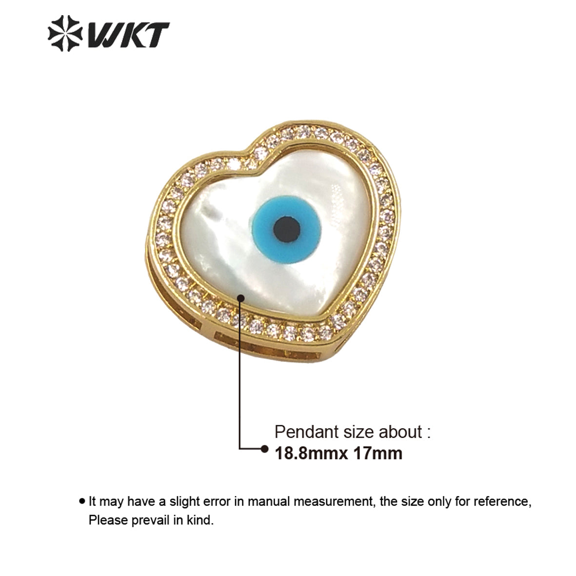 WT-MP202 Amazing Fashion 18k Real Gold Plated Micro Pave Shell Eye Pendant Lady Charming White Shell Cubic Zircon Heart Pendants