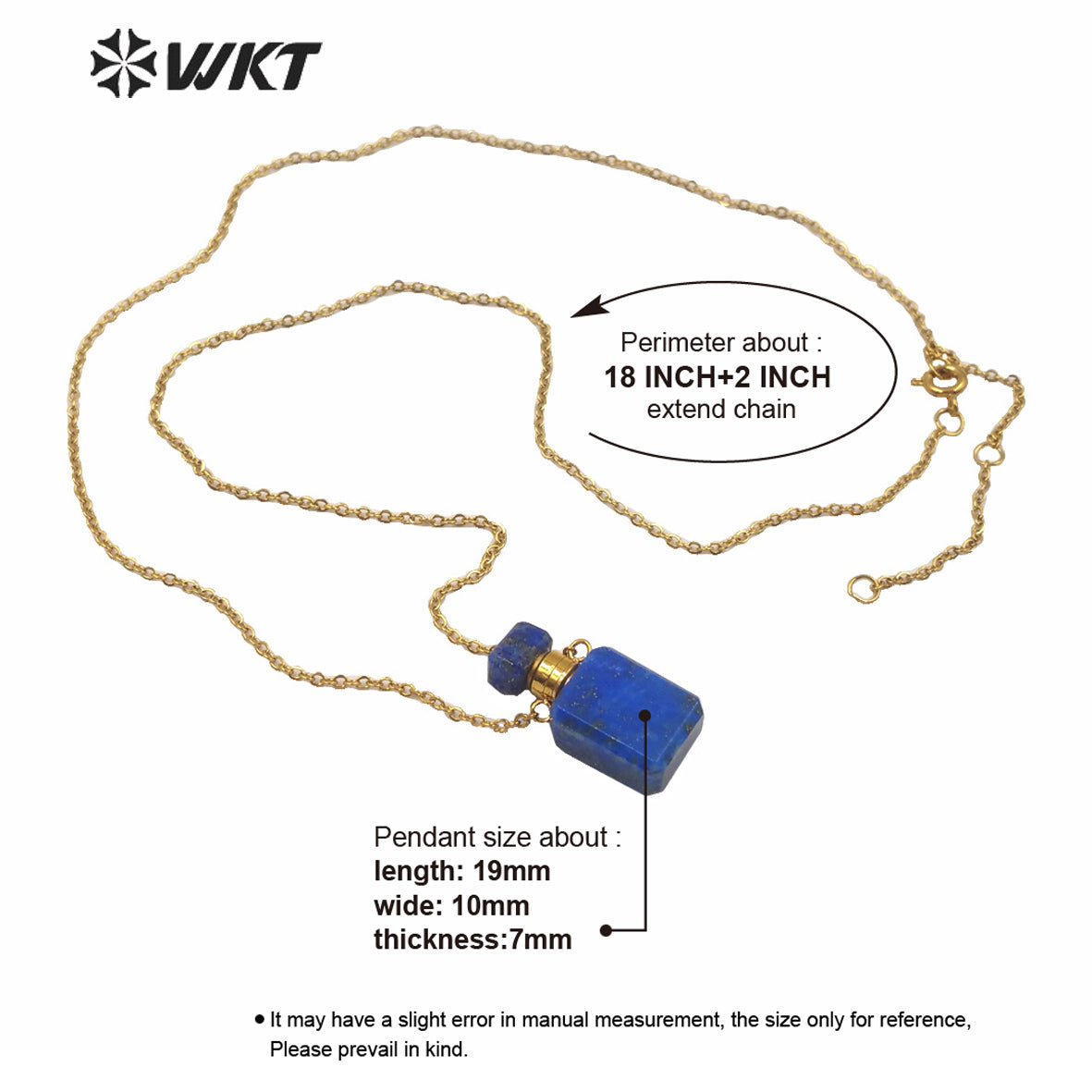 WT-N1239 Amazing Gold Electroplated Mini Cabochon Faceted Natural Stone Perfume Bottle Necklace Women Hot Essential Oil Necklace