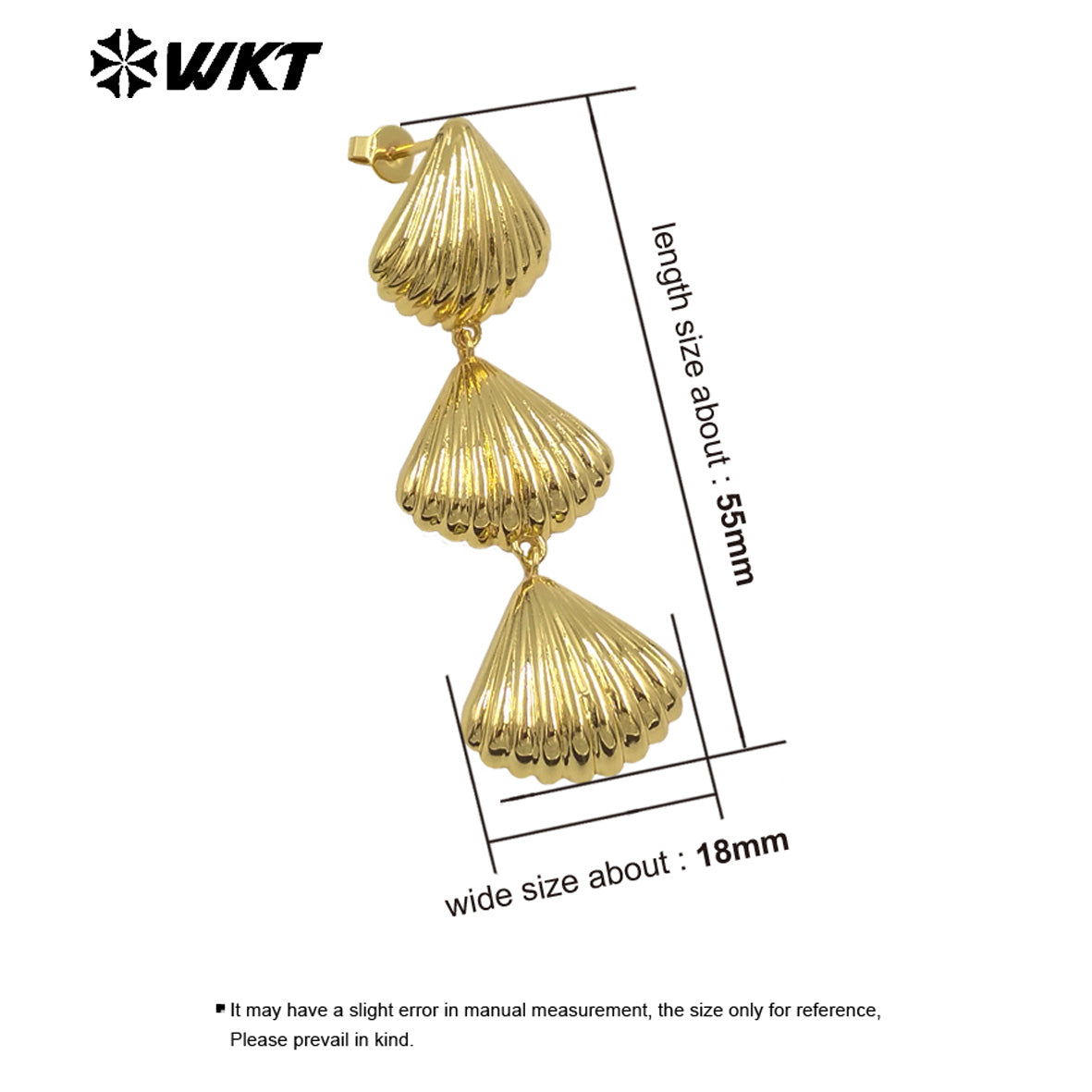 WT-E765 High Quality 18K Gold Plated and Silver Shell Patchwork Long Earrings for Women As Valentine's Day and Anniversary Gifts