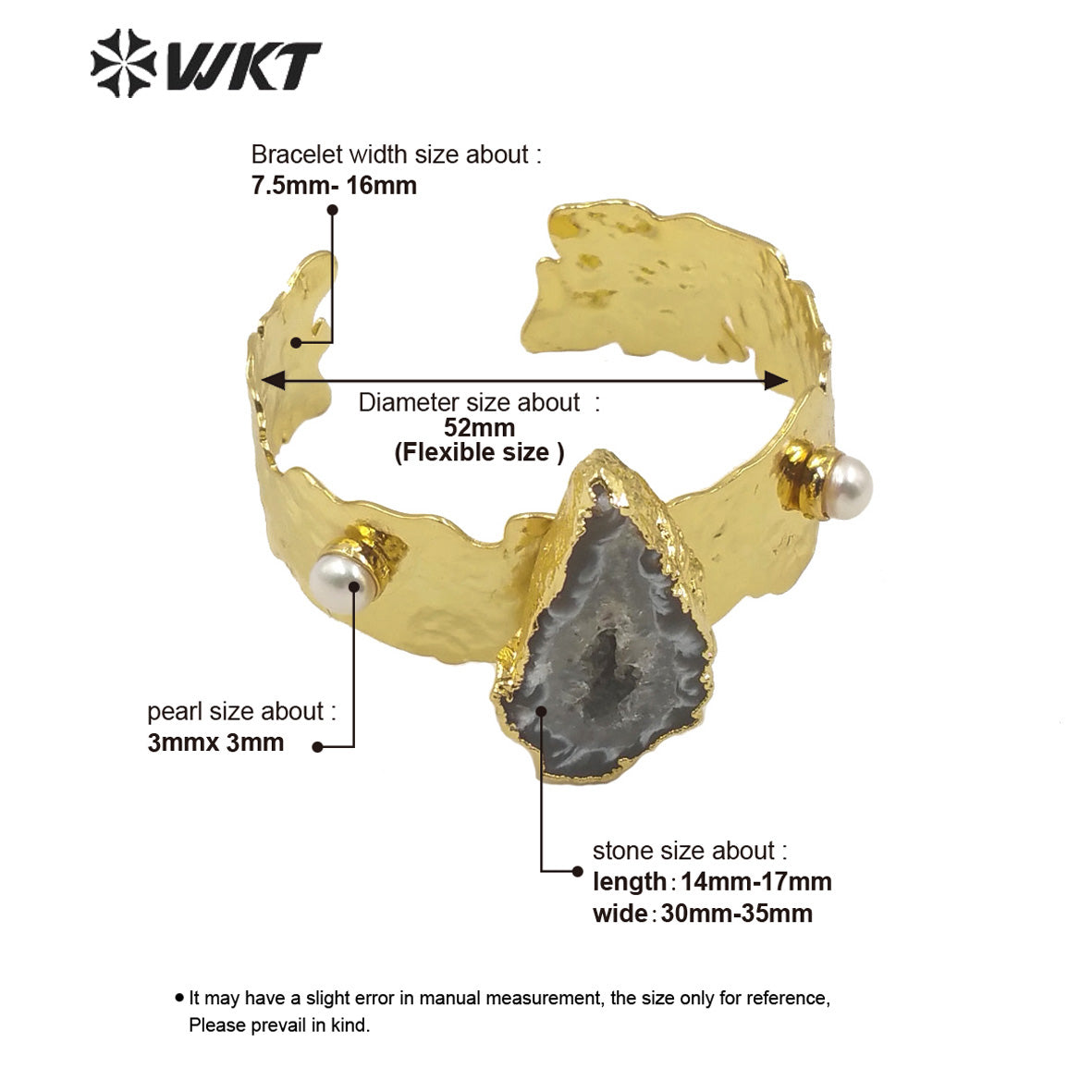 WT-B514 Gorgeous Fashion Gold Plated Natural Stone Bracelet Bangle Supper Chic Geode Agate Bangle for Women
