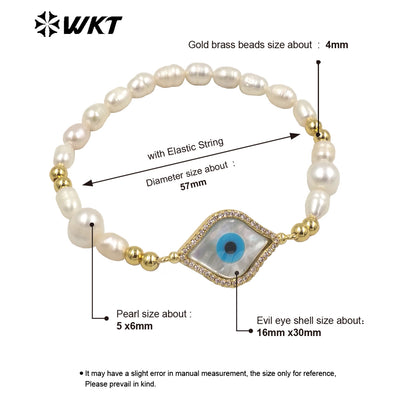 WT-MPB047 Fashion Irregular Pearl Diamond Natural Gemstone Eyes for Women Gifts Decorative Bracelet Pearl Bracelet