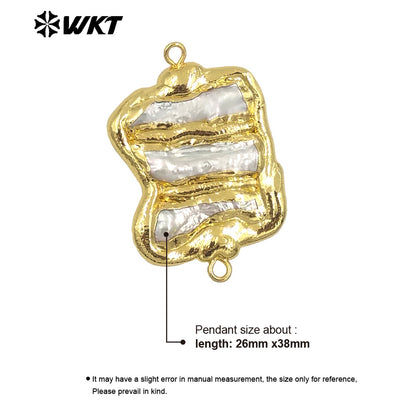 WT-PC011 WKT New Design 18K Resist Tarnishable Triple Pieces Freshwater Pearl Connectors for Bracelet Making