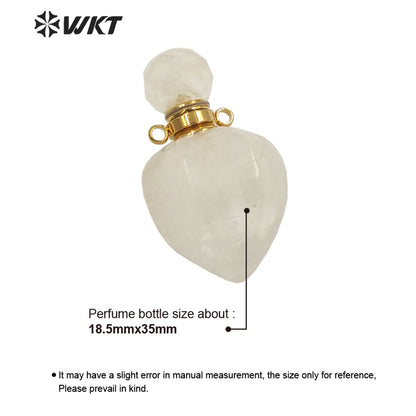 WT-P1636 Amazing Gold Electroplated Crystal Quartz Stone Perfume Bottle Jewelry Pendant Small Drop Bottle Pendant