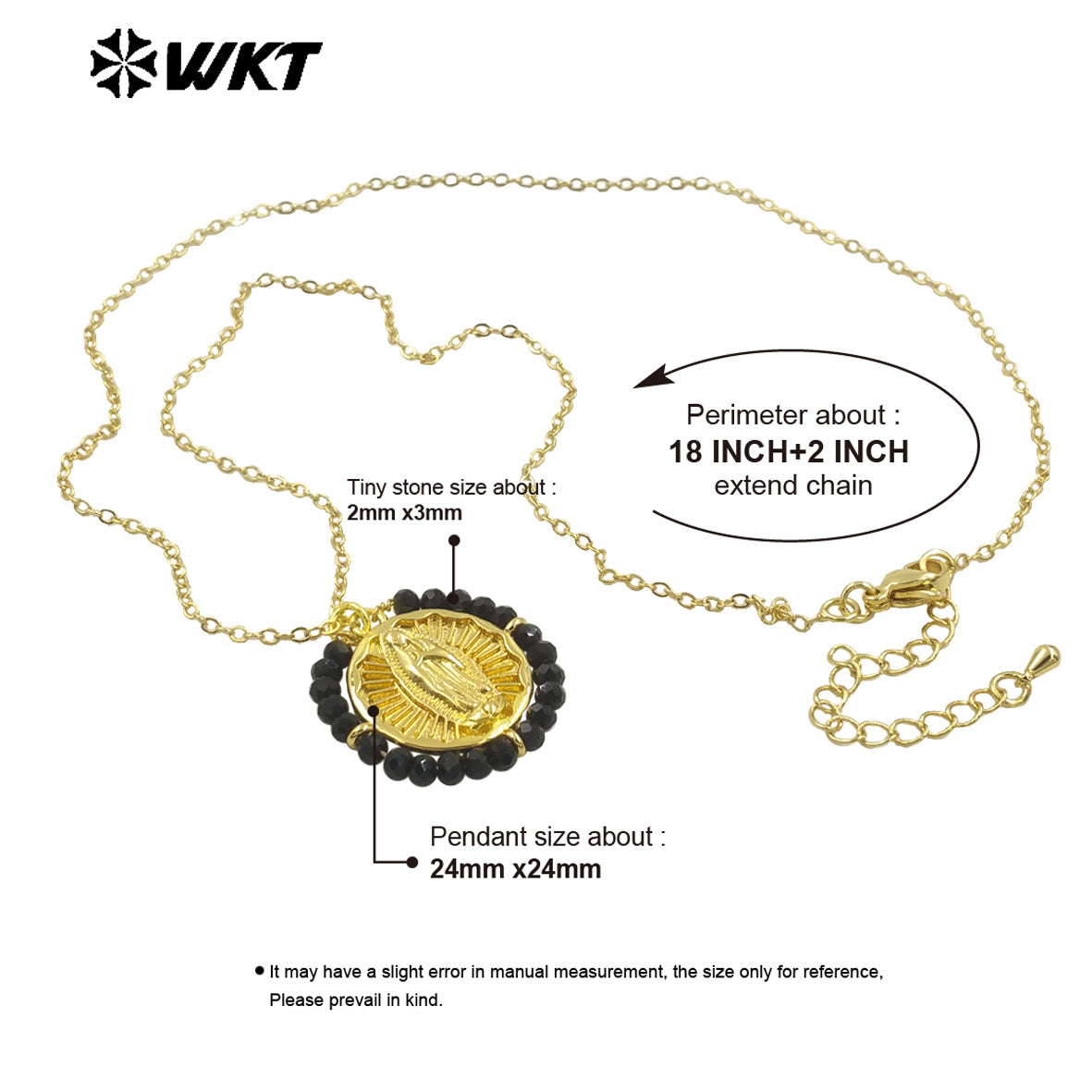 WT-MN986 Amazing New Hand Made Design Wire Wrapped Beads Decorate Big Round Religious Virgin of Guadalupe Necklace