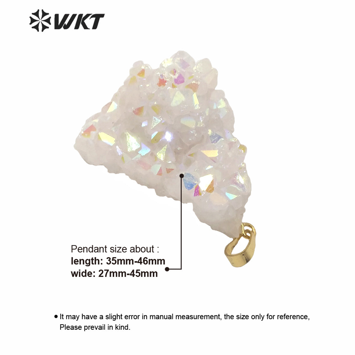 WT-P1561 Amazing rainbow Natural Aura Cluster Quartz Pendant One Single Hoop Druzy Cluster Quartz Angel Pendant
