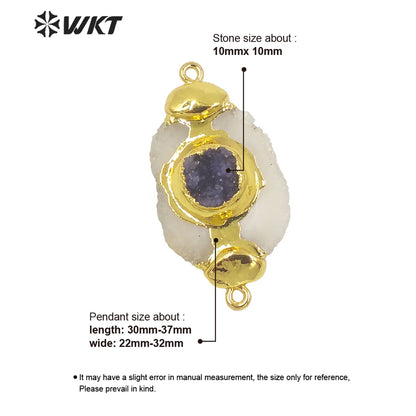 WT-P1772 WKT 2022 Lady Jewelry Style Natural Stone Stalactite Stone Druzy Quartz Flower Shape Fashion Pendants Jewelry Necklace
