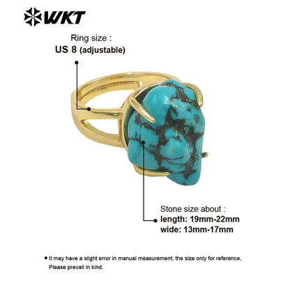 WT-R546 Wholesale Hotsales and Beautiful Turquoise Ring With 18k Yellow Gold Plated for Lady Birthday Gifts