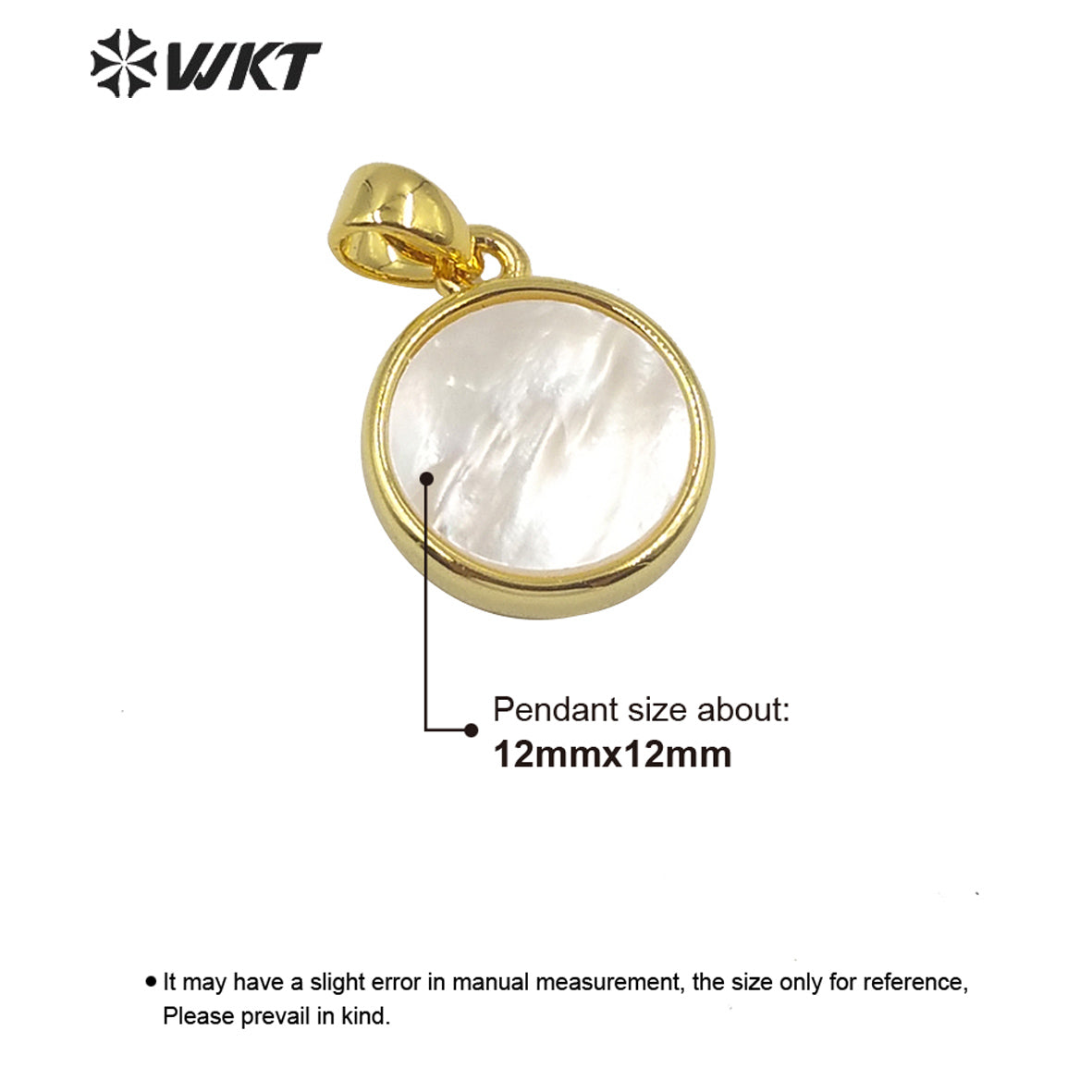 WT-JP186 Newest Stylish Gold Bezel Round Shell Pendant Elegant Tiny Charm Jewelry Round Natural Shell Pendant