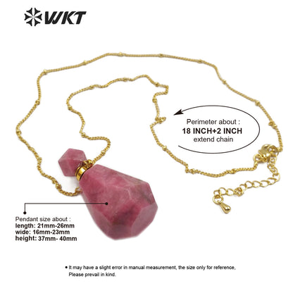 WT-N1171 Newest Natural Green Fluorite Stone Perfume Bottle Necklace Rhodonite Necklace Women Stylish Moss Agate Necklace