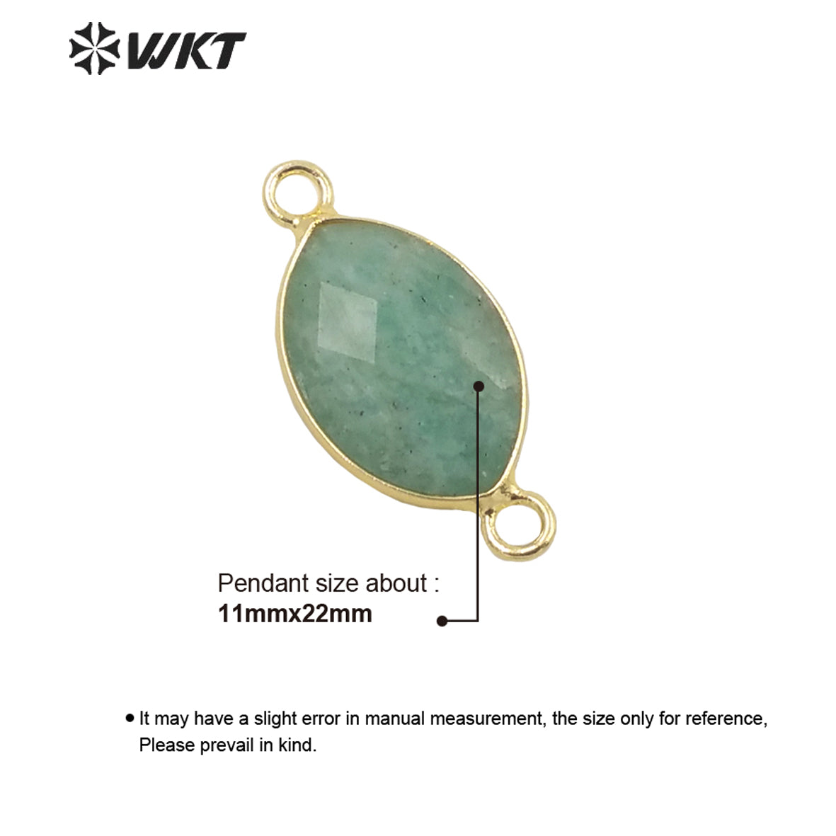 WT-C301 High Quality Gemstone Connectors for Jewelry Bracelet Necklace Double Loops Round Stone Pendant Fashion Beauty for Lady