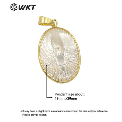 WT-JP301 Vintage Round Pearl Pendant Engraving Eagle Design Fashion Pendant Women Jewelry Accessories Pearl Pendant