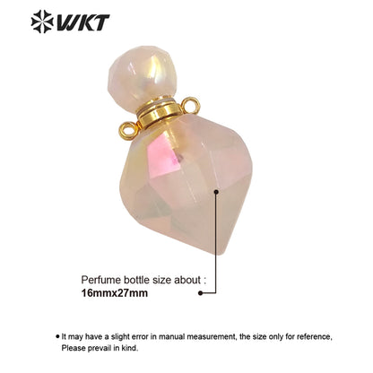 WT-P1712 Wholesale Fashion Gold Women Popular Aura Rose Quartz Perfume Bottle Elegant Small Drop Shape Essencial Oil Bottle