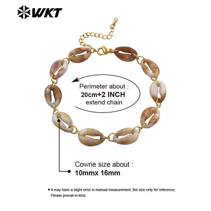 MPB135 Top Fashion Bohemia Style Gold Electroplated Metal And Resin Shell Charms Bracelets For Women Beach Party Matching