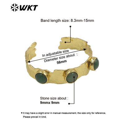 WT-B633 WKT New Handmade Lovely Trendy Gift for Women Lucky Bracelets C Shaped Natural Colorful Gemstone Opening Bracelets