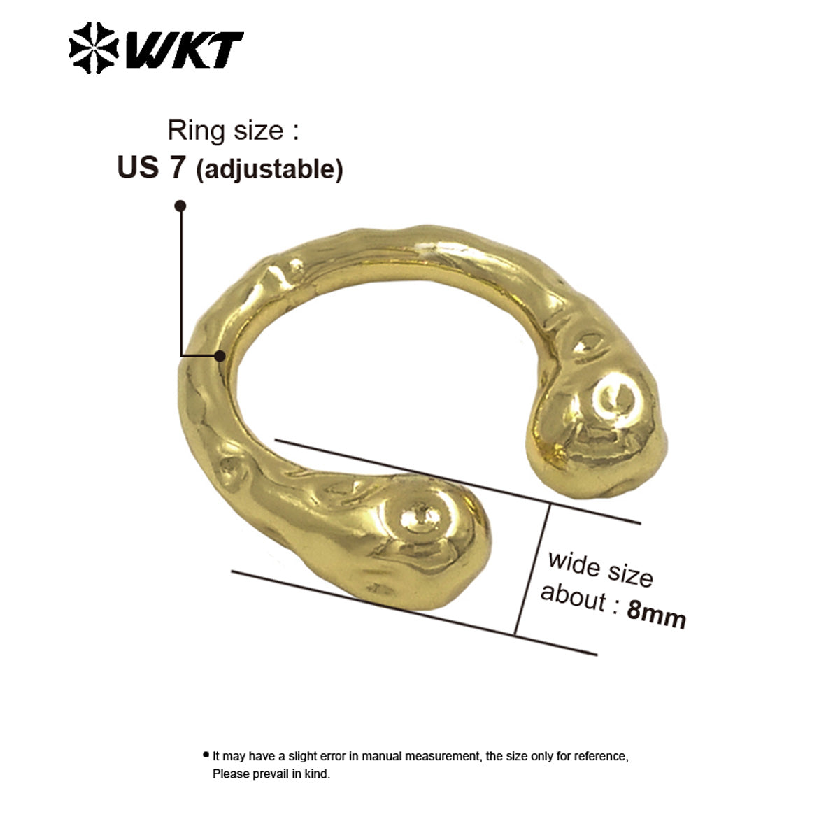 WT-R594 Good Quality Trendy Design Metal Yellow Brass Gold Electroplated Adjustable Women Ring For Simple Jewelry Matching